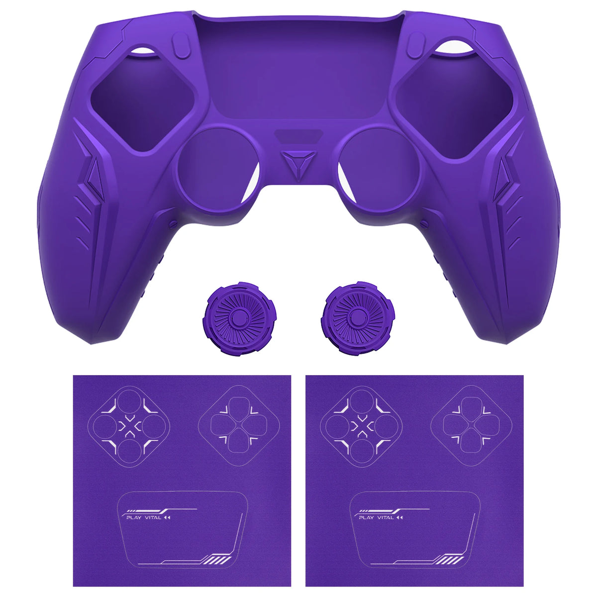 Funda de silicona PlayVital para mando de PS5 - Cubierta con diseño CyberMech futurista compatible con la base de carga oficial de PS5