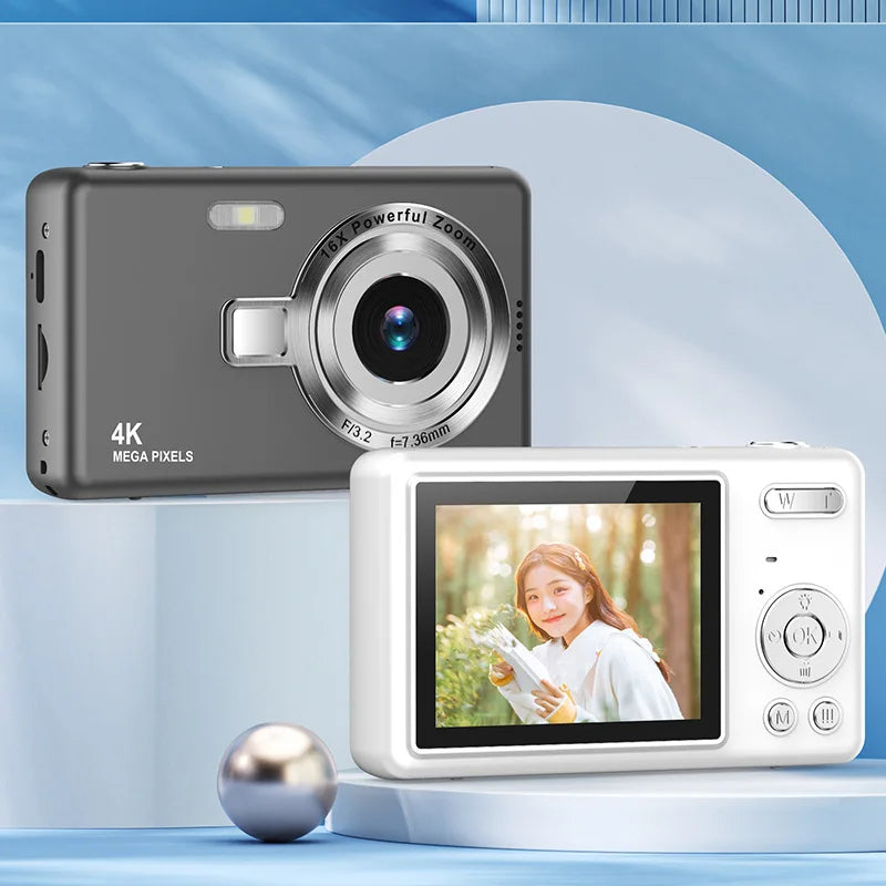Cámara Digital CCD 1080P para niños, cámara Vlogging con enfoque automático de 96MP, videocámara con Zoom 16X, pantalla IPS de 2,4 pulgadas para fotografía de adultos