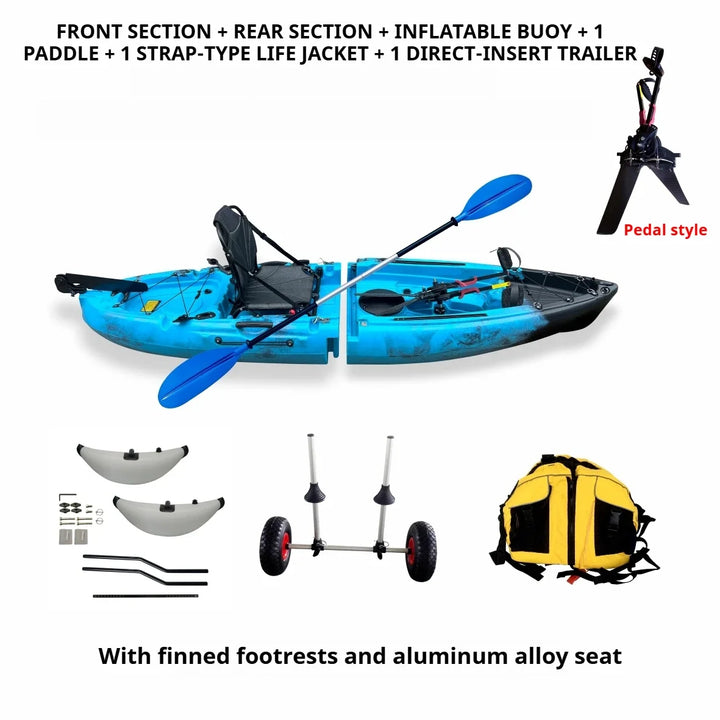 Kayak LLDPE portátil 2025 con canoa eléctrica impulsada por Pedal de carcasa dura dividida para Solo Tandem Lake Sea Adventures montaje Modular