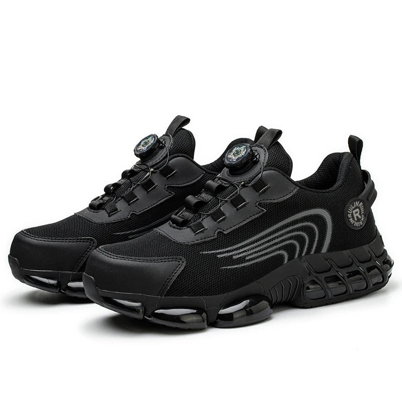 Zapatos de Seguridad con Puntera de Acero para Hombre, Zapatos de Trabajo con Botón Giratorio, Anti-aplastamiento, Anti-pinchazos, Zapatillas de Trabajo