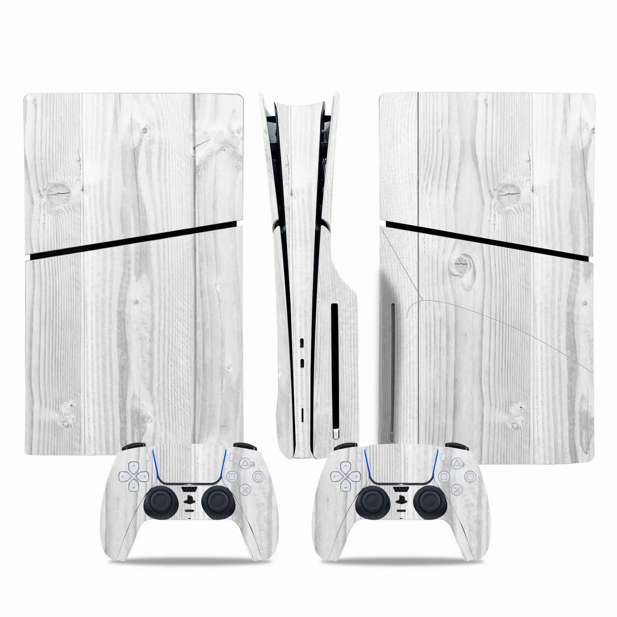 Skin con diseño de ondas para consola PS5 Slim edición disco y 2 mandos, adhesivo protector, pegatina removible para PS5 Slim edición disco