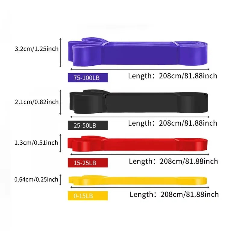 Juego de 4 Bandas de Resistencia de Látex TPE para Yoga, Fitness, Entrenamiento de Tensión, Bandas Elásticas para Ejercicios de Resistencia con Peso