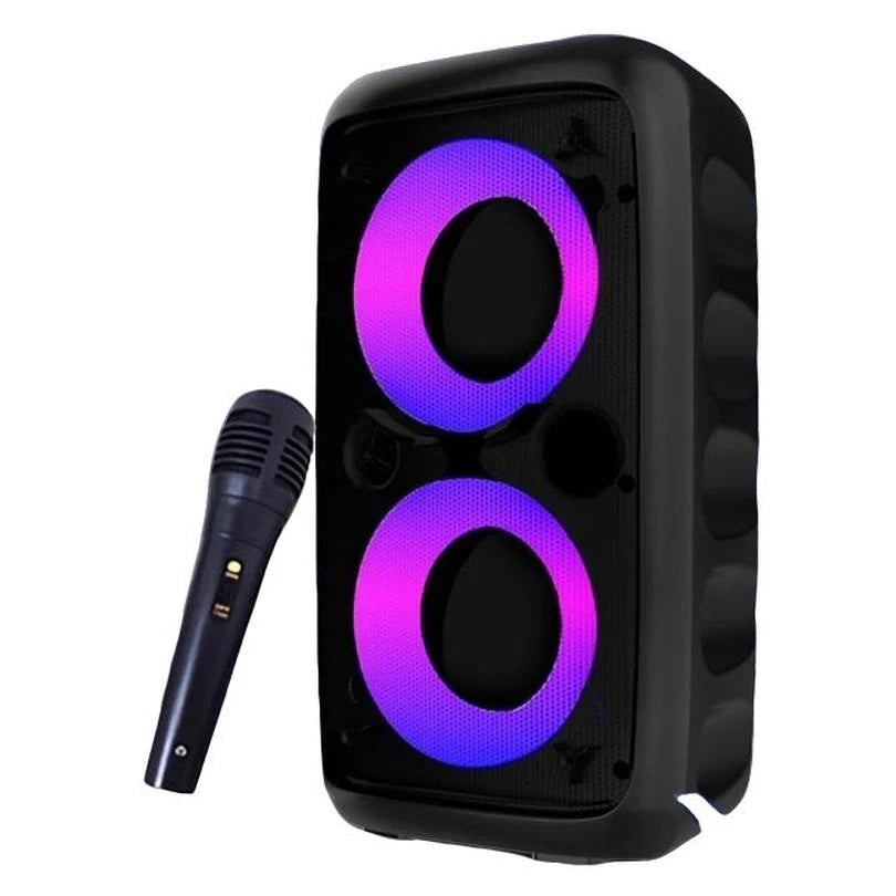 Altavoz Bluetooth inalámbrico para karaoke, subwoofer portátil con micrófono, radio FM, lámpara, máquina de sonido, caja de música LED TWS