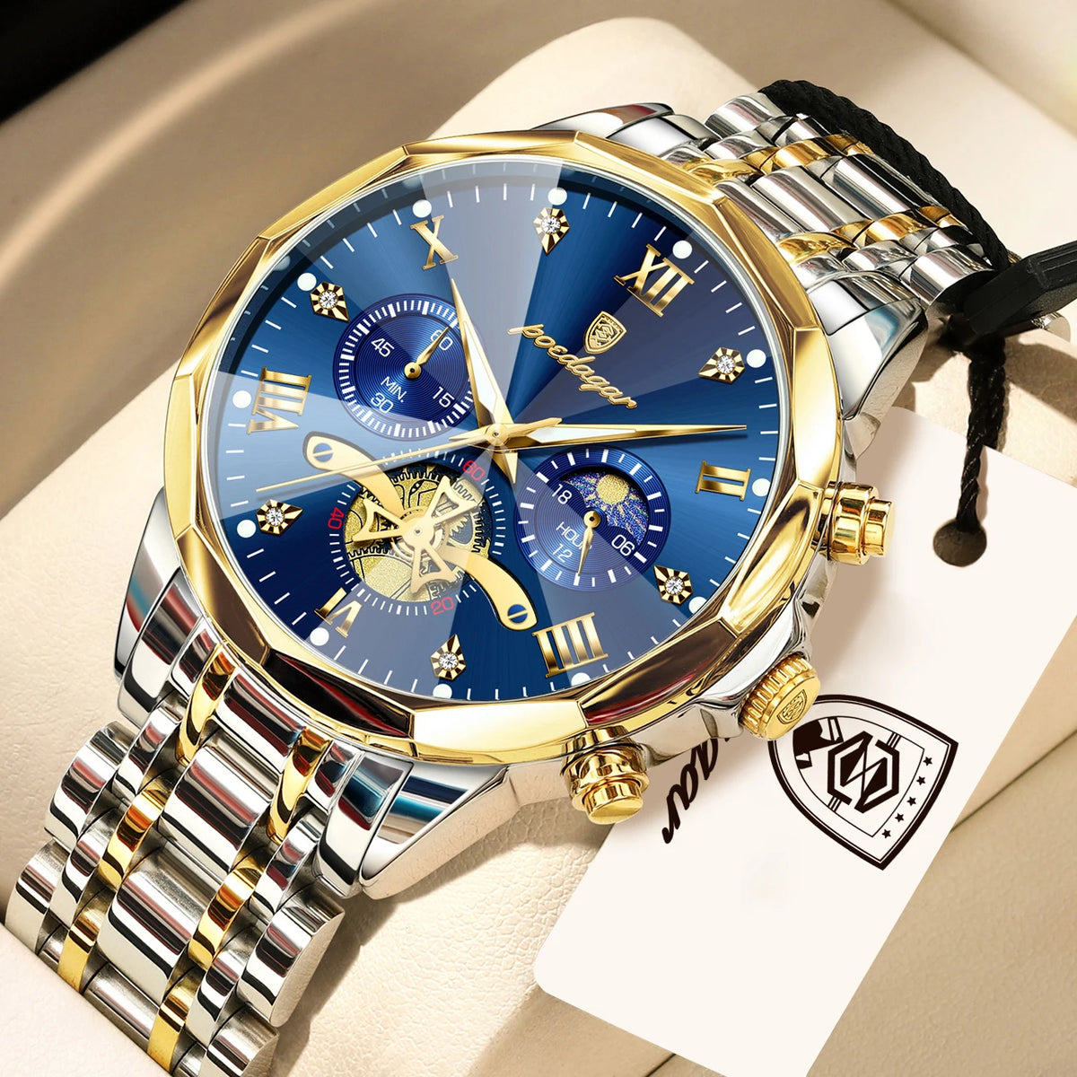 Reloj de lujo original para hombre POEDAGAR, resistente al agua, luminoso, cronógrafo, de acero inoxidable, de cuarzo, para negocios, Reloj Hombre