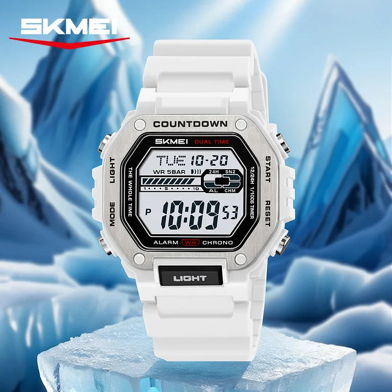 SKMEI 2522 New Digital Countdown Sports Watch for Men LED Chrono Military Waterproof Mens Wristwatches Alarm Clock Montre Homme