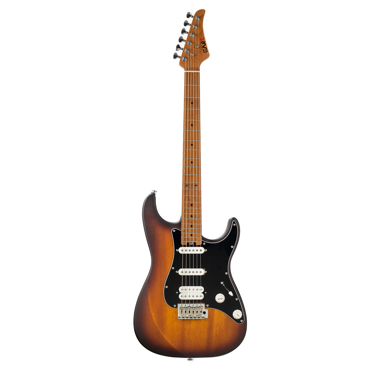EART Guitar Nexus-S2, guitarra eléctrica HSS de caoba/acero tostado de 25,5"