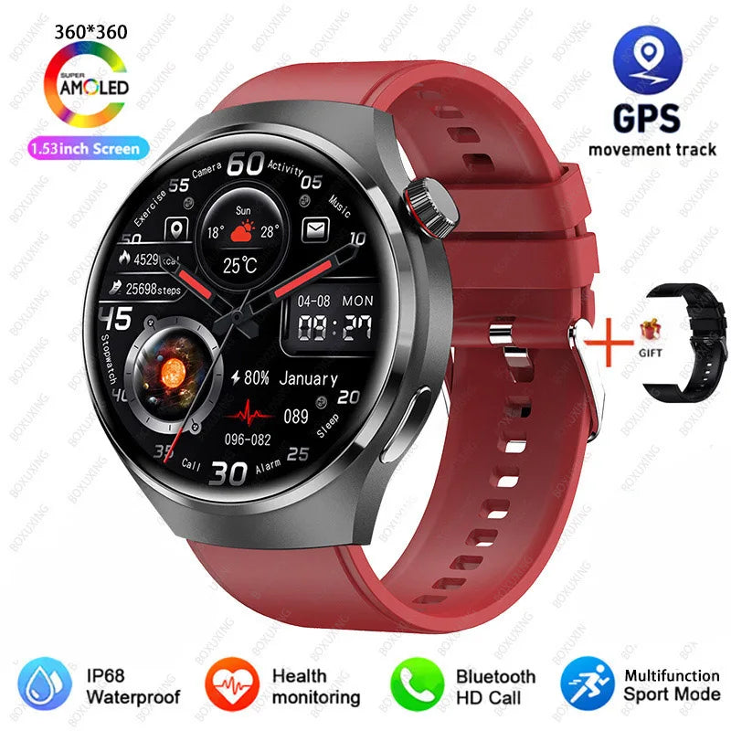 Reloj inteligente 2026 New Watch 4 Pro GPS para hombre, pantalla AMOLED 360*360, frecuencia cardíaca, llamada Bluetooth, resistente al agua IP68, smartwatch deportivo para hombre