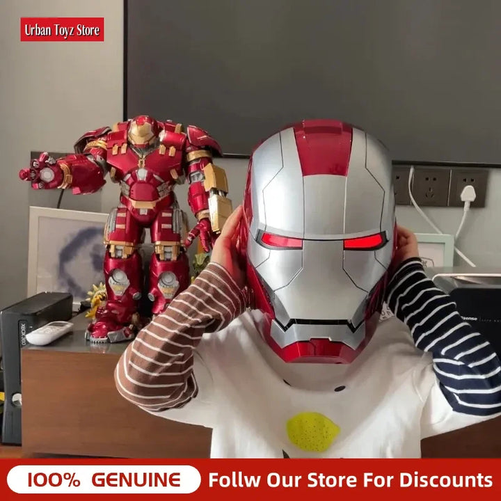 Casco Original de Iron Man MK5 de Avengers 1:1, Máscara Eléctrica Transformable con Activación por Voz, Coleccionable, para Regalo