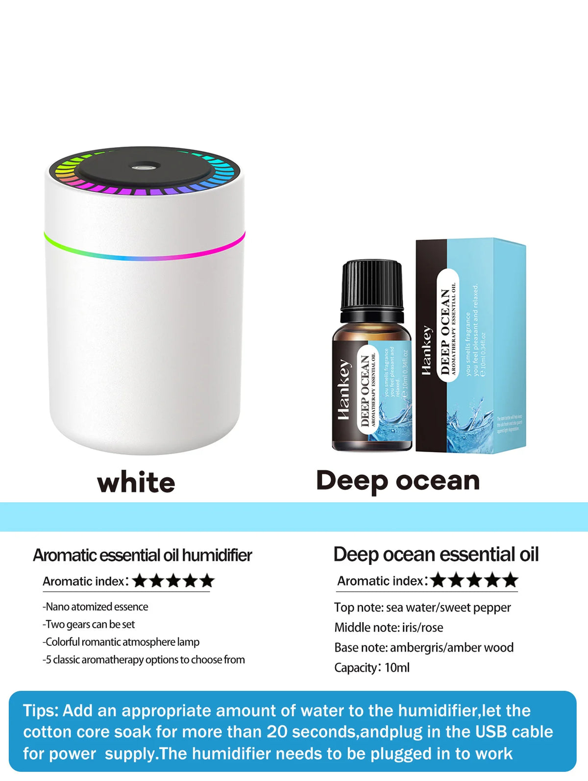 Difusor de aromaterapia de 180ml, humidificador, aceite esencial de aromaterapia, purificador de aire, coche para dormir, llevar en casa, luz LED de 7 colores