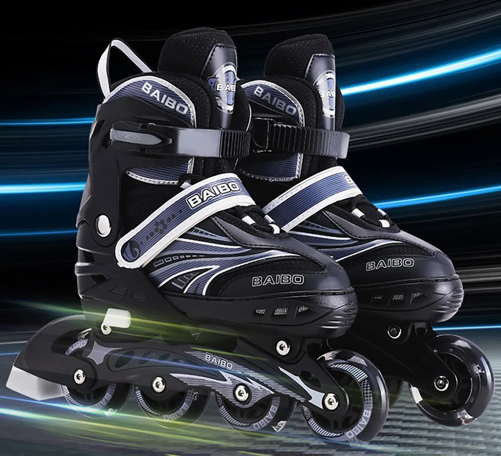 Patines en línea intermitentes, zapatos de Skate de 4 ruedas para principiantes, niños y niñas, zapatillas de patinaje al aire libre, tamaño ajustable 15cm-24,5 cm
