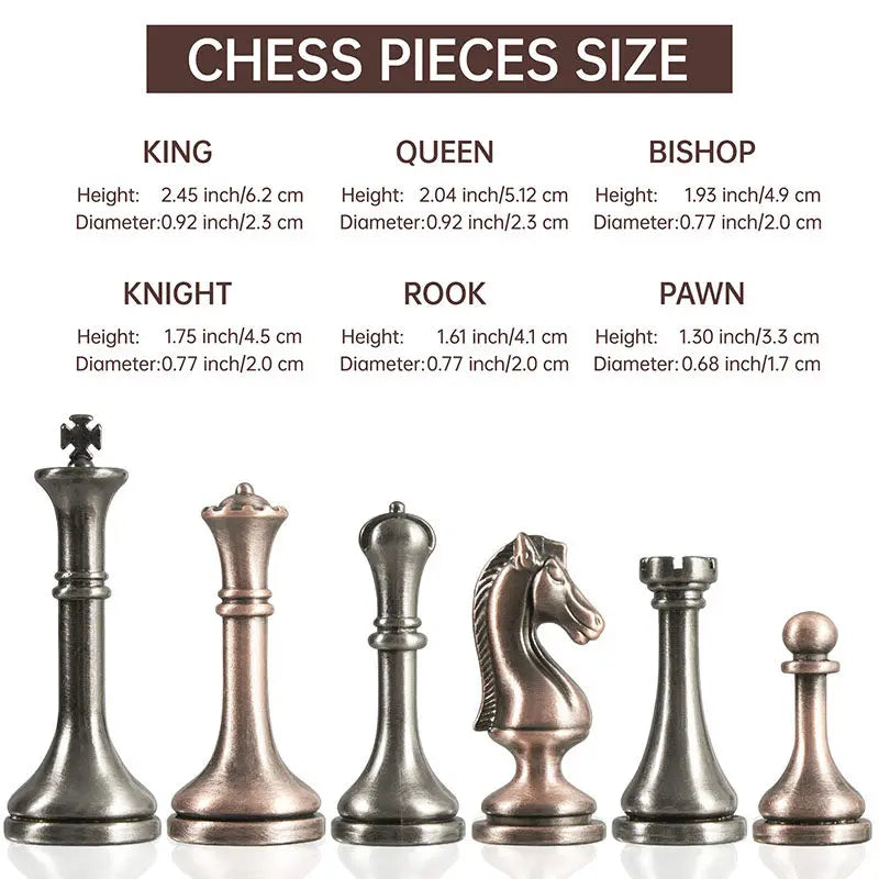 Juego de ajedrez internacional de alta gama de 30,5 cm/12 pulgadas con piezas de metal, incluye 2 reinas adicionales. Varios regalos para festividades.