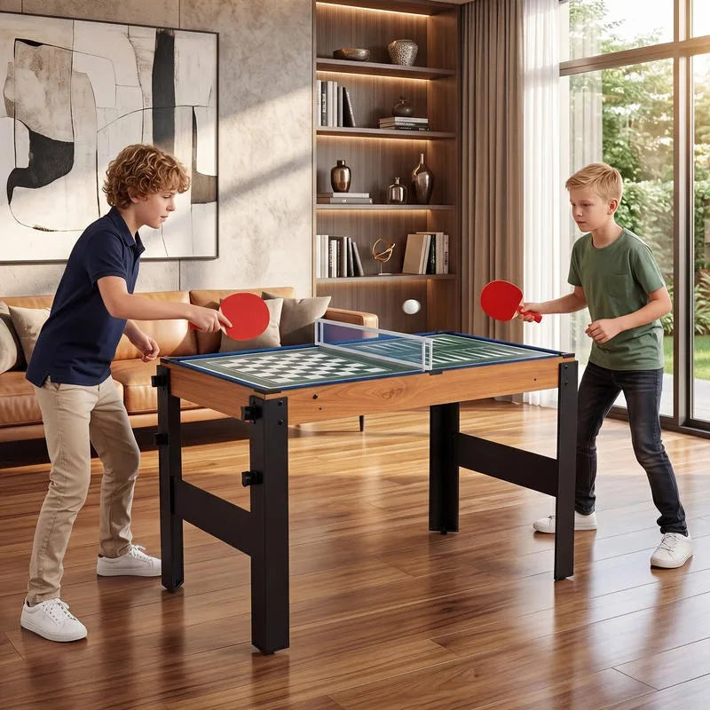 Juego de mesa combinado 14 en 1 de colores naturales con hockey, billar, tenis de mesa, bowling, baloncesto, futbolín, envío desde almacén local