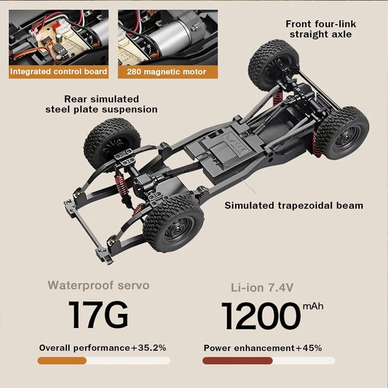 1:12 MN Model MN82S RC Off Road Truck 2.4G RTR Version 4WD All Terrain Remote Control Crawler Car Hobby Toy For Boys Adult Gifts