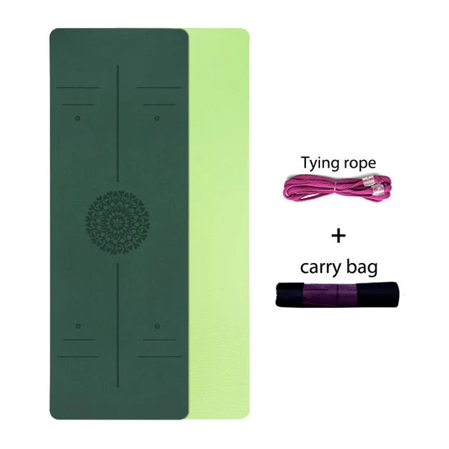 Esterilla de Yoga de TPE con línea de posición, almohadilla de ejercicio deportiva de doble capa antideslizante de 6mm para principiantes, gimnasio en casa, Fitness, gimnasia y Pilates