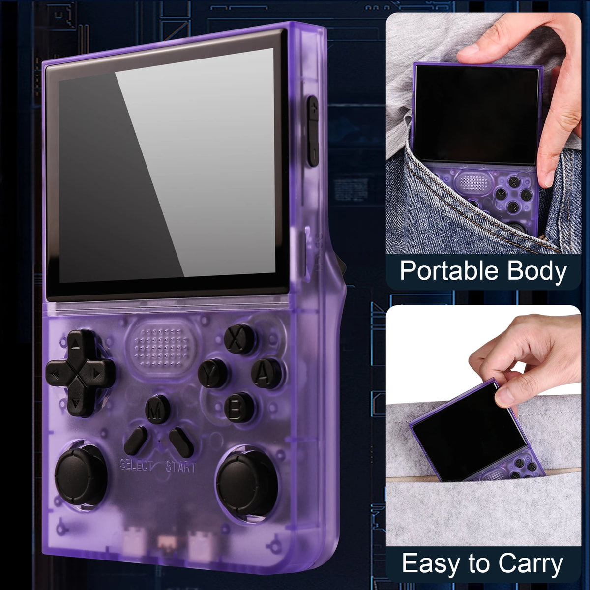 Consola de videojuegos retro portátil R40 de 128 GB, sistema Linux, pantalla IPS de 3,5 pulgadas, reproductor de videojuegos de bolsillo, regalo para niños