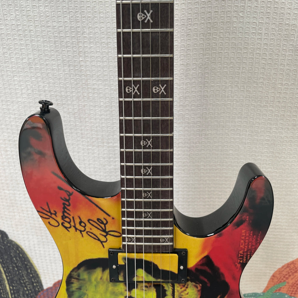 Guitarra eléctrica de 6 cuerdas con acabado artístico, pastillas HH, perillas de volumen dobles, guitarra eléctrica de alto rendimiento y coleccionable.