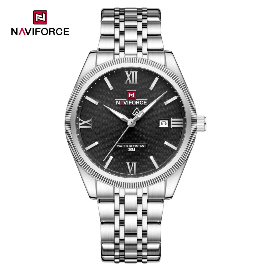 Reloj NAVIFORCE clásico para hombre, pantalla con puntero luminoso, resistente al agua 3ATM, movimiento de cuarzo, calendario, diseño sencillo, relojes para chico