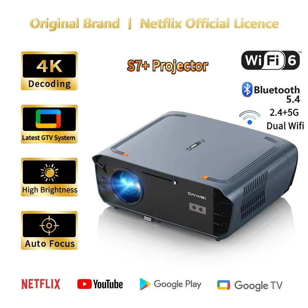 Proyector 4K Ultra HD con WiFi 2.4+5G, Enfoque Automático, Android 14, 4000 ANSI, para Ver Películas en el Día, con Google TV, para Cine en Casa