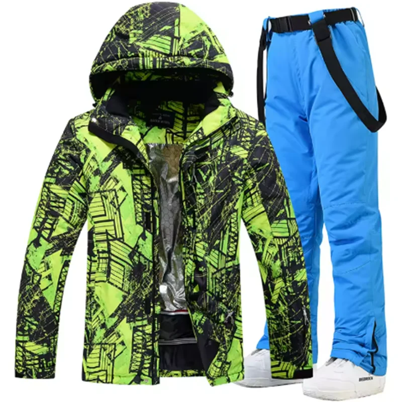 Traje de esquí colorido y cálido para hombre, ropa de snowboard, chaquetas de invierno, pantalones para hombre, ropa impermeable, disfraces de nieve,-30