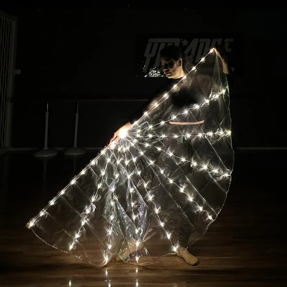 Alas de bandera LED, disfraces luminosos de circo para danza del vientre, luz LED, Ropa de baile para espectáculo de fiesta, accesorios de actuación Rave, 1 Uds.