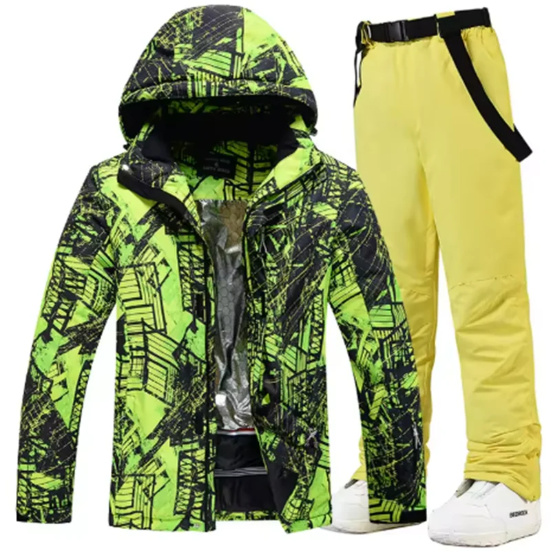 Traje de esquí colorido y cálido para hombre, ropa de snowboard, chaquetas de invierno, pantalones para hombre, ropa impermeable, disfraces de nieve,-30
