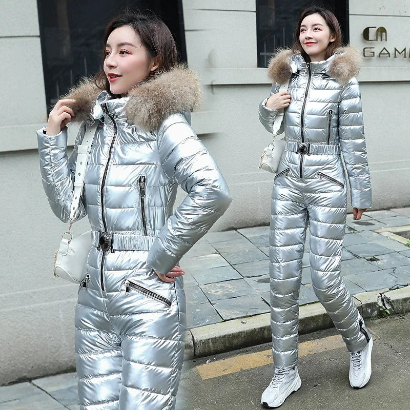 Traje de esquí de una pieza para mujer, monos gruesos de Snowboard para mujer, ropa transpirable impermeable a prueba de viento para invierno, traje de esquí 2026