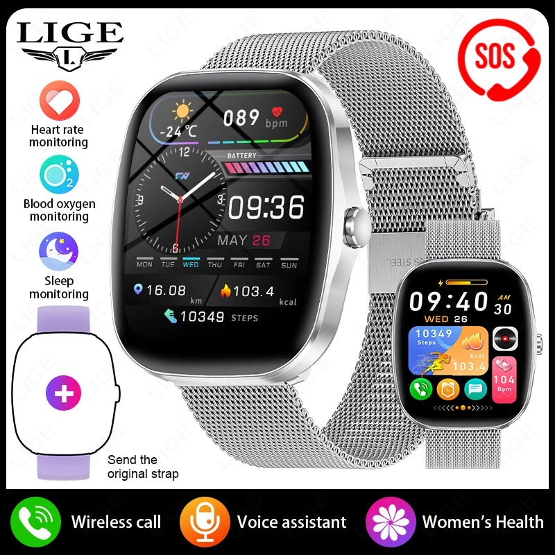 Nuevo reloj inteligente para mujer de 1.53" HD, smartwatch para Android e iOS con llamadas BT, monitor de frecuencia cardíaca, sueño y SpO2, resistente al agua IP68, relojes inteligentes para hombre