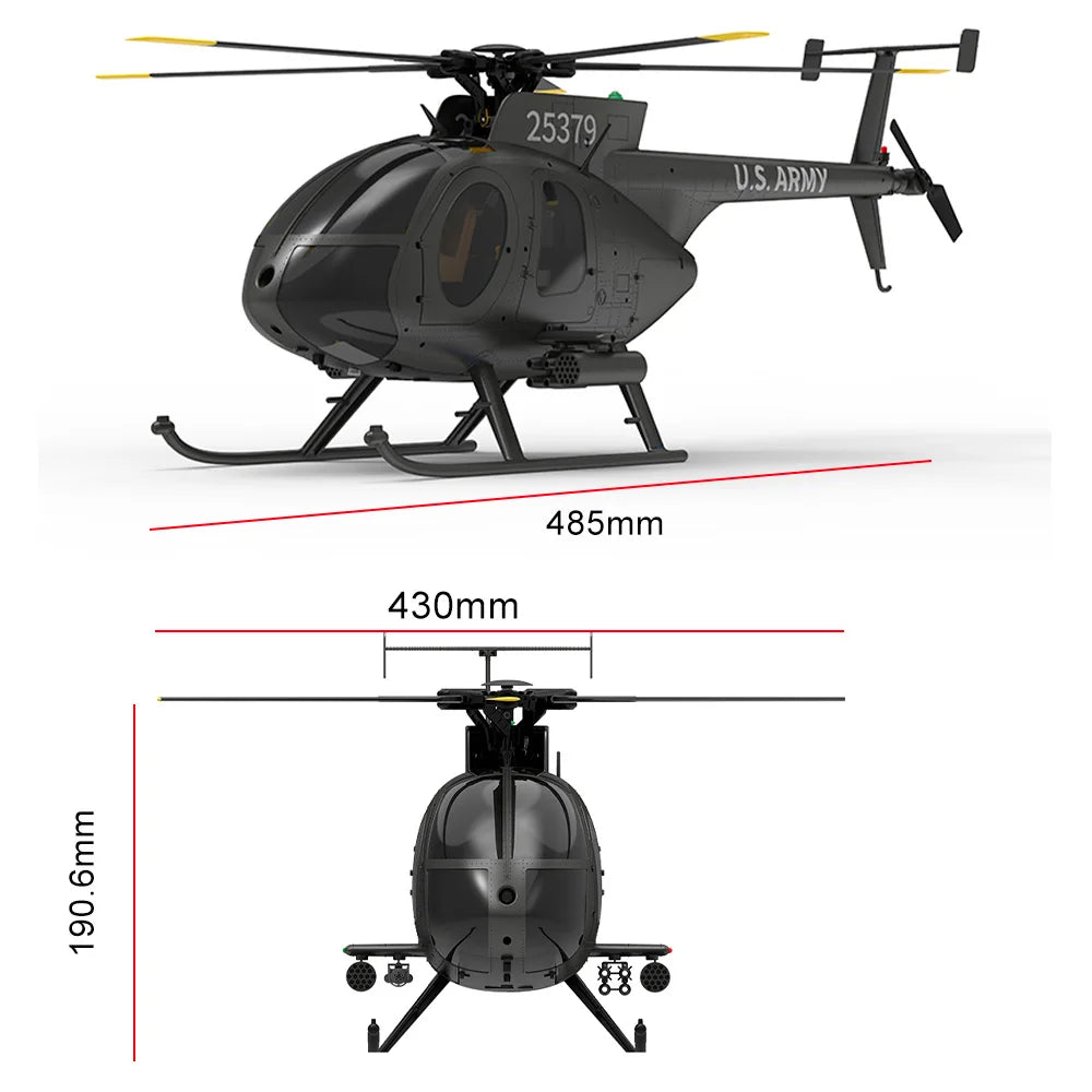 Helicóptero YUXIANG F119S(MD500) 9CH GPS 1/16 con Flujo Óptico + LiDAR TOF/Suspensión de Altitud, Doble Motor sin Escobillas, 350m, 18 Minutos de Vuelo, Avión RC