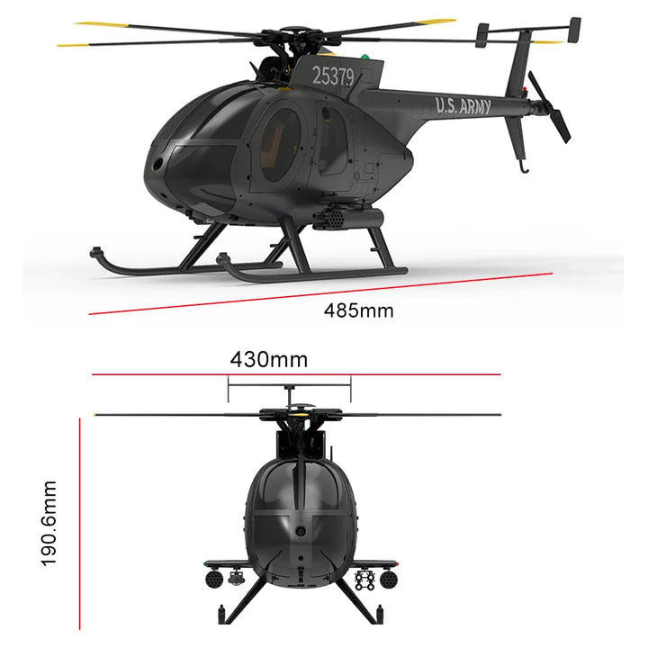 Helicóptero YUXIANG F119S(MD500) 9CH GPS 1/16 con Flujo Óptico + LiDAR TOF/Suspensión de Altitud, Doble Motor sin Escobillas, 350m, 18 Minutos de Vuelo, Avión RC