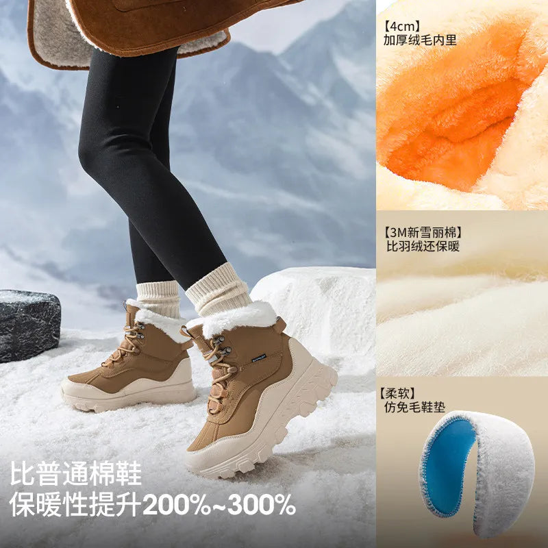 Botas de nieve Skypilot para hombre, botas de senderismo de invierno, botas de esquí cálidas de lana, botas impermeables para mujer, zapatillas de trekking.
