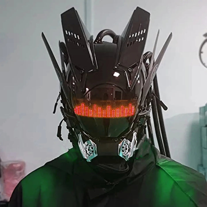Máscara Cyber punk LED peinado trenza Halloween Navidad juego de rol casco fiesta regalo para adultos ﻿