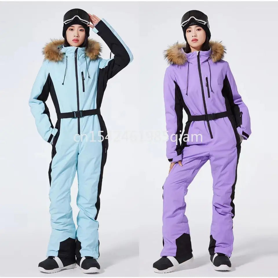 Traje de esquí de una pieza cálido y a la moda para mujer, mono de esquí cortavientos de invierno, traje de snowboard, disfraces de nieve para mujer, para actividades al aire libre
