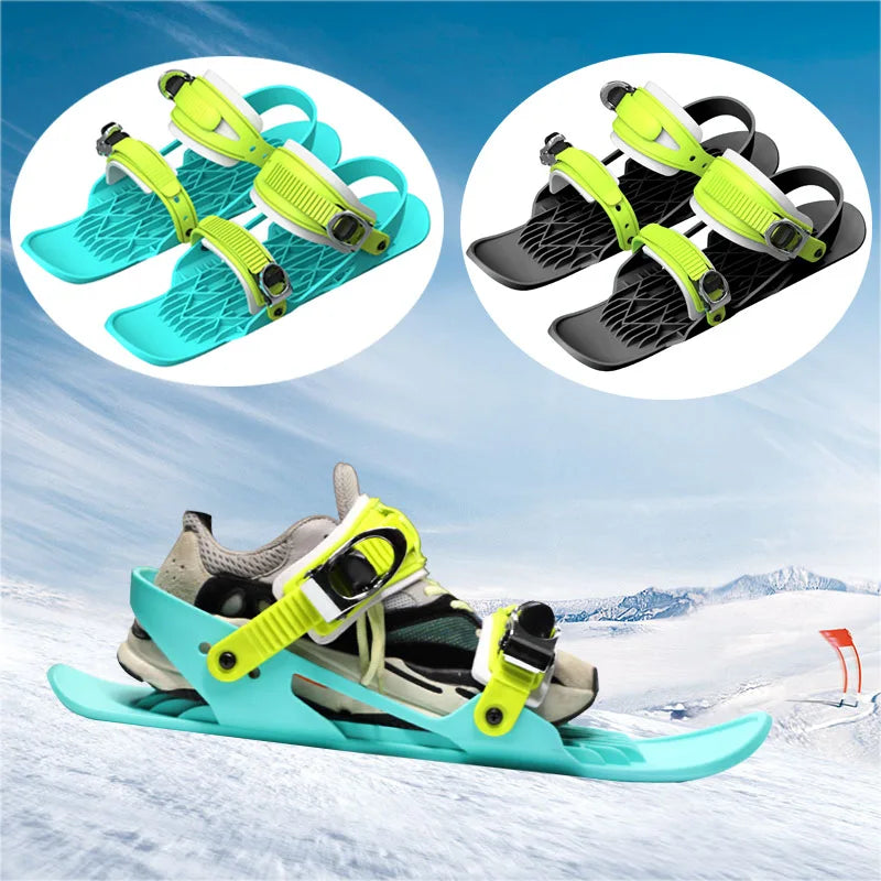 Mini esquís de nivel básico para adultos, adecuados para principiantes, botas de esquí que se pueden usar directamente en los pies, zapatos para caminar en la nieve