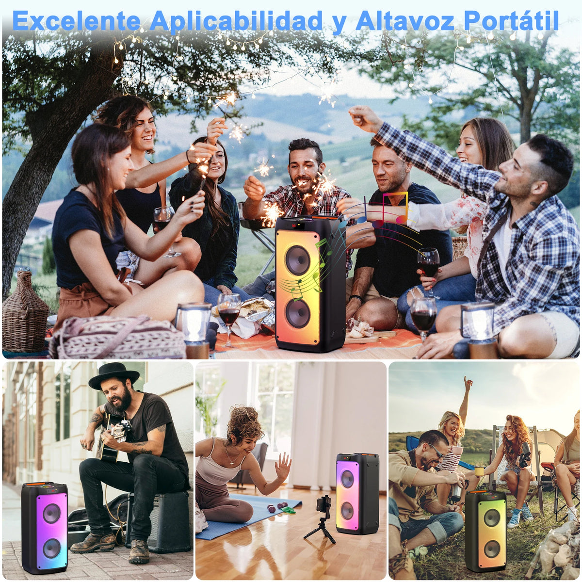 T10 Wireless Bluetooth Speaker, Karaoke Machine with 2 Microphone, Home Karaoke System with LED Party Light, Remote Control