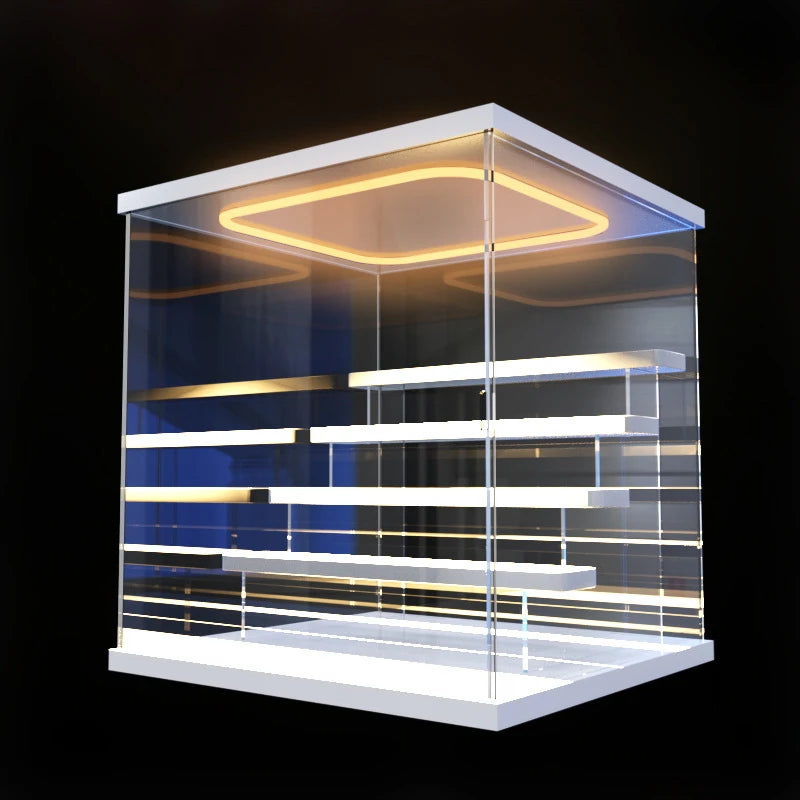 Vitrina expositora de acrílico transparente de 3/4/5/6 niveles con luz LED, a prueba de polvo para figuras, muñecos, figuras de acción y colecciones de juguetes