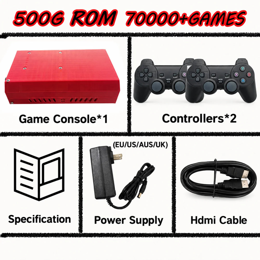 Consola de juegos 500G 4G RX1 con Batocera y Windows 11, procesador I3_3110M, más de 70000 juegos para Wii, PS2, XBOX, PSP, GameCube y N64. Admite el modo de juego para cuatro jugadores.