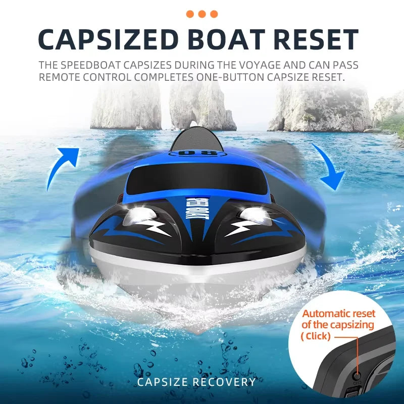 Lancha rápida RC de verano 2.4Ghz 25km/h, barco de carreras a control remoto resistente al agua, juguete acuático para niños, modelo