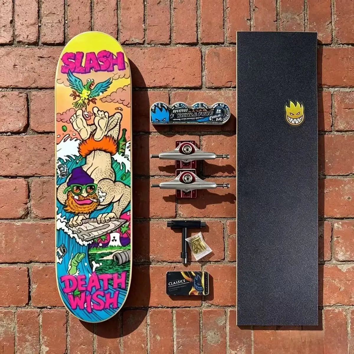 Patineta BAKER DEATH WISH de Alta Calidad, Completa, 100% Madera de Arce Canadiense, 7 Capas de Resina Epoxi Prensada en Frío, Tamaños 7.75, 8.0, 8.25, 8.5 Pulgadas