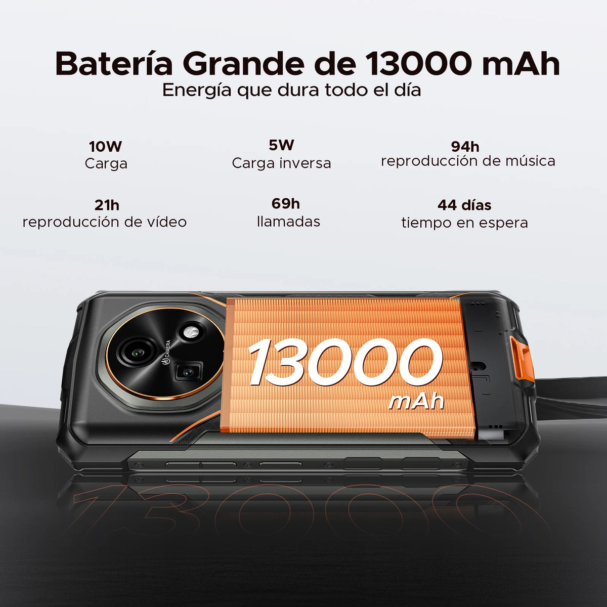 Teléfono resistente DOOGEE Fire 5, batería grande de 13000mAh, pantalla HD+ de 6.6'', 13MP+8MP, 12GB 64GB, NFC, smartphone con Android 16