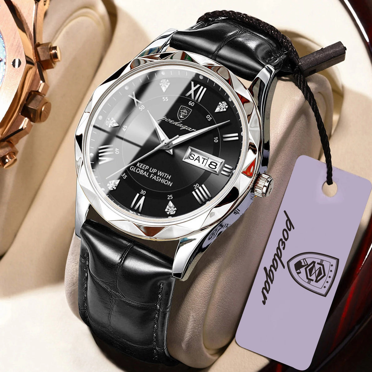 Reloj de pulsera para hombre POEDAGAR, diseño moderno, resistente al agua, luminoso, con calendario semanal, cuarzo, correa de piel, estilo ejecutivo