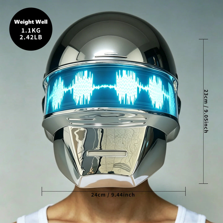 Casco Daft Punk Plateado Cromado, Máscara de Cosplay Cyberpunk Steampunk, Accesorio de Halloween para Adultos