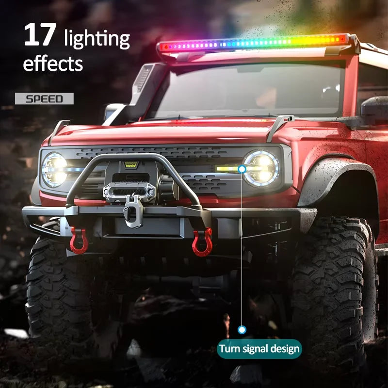 HB 1/10 R1001, coche de control remoto a escala 1/10, 2,4 GHz, modelo de coche todoterreno con tracción en las cuatro ruedas, versión eléctrica, equipado con luces LED de colores. Incluye 2 baterías recargables.