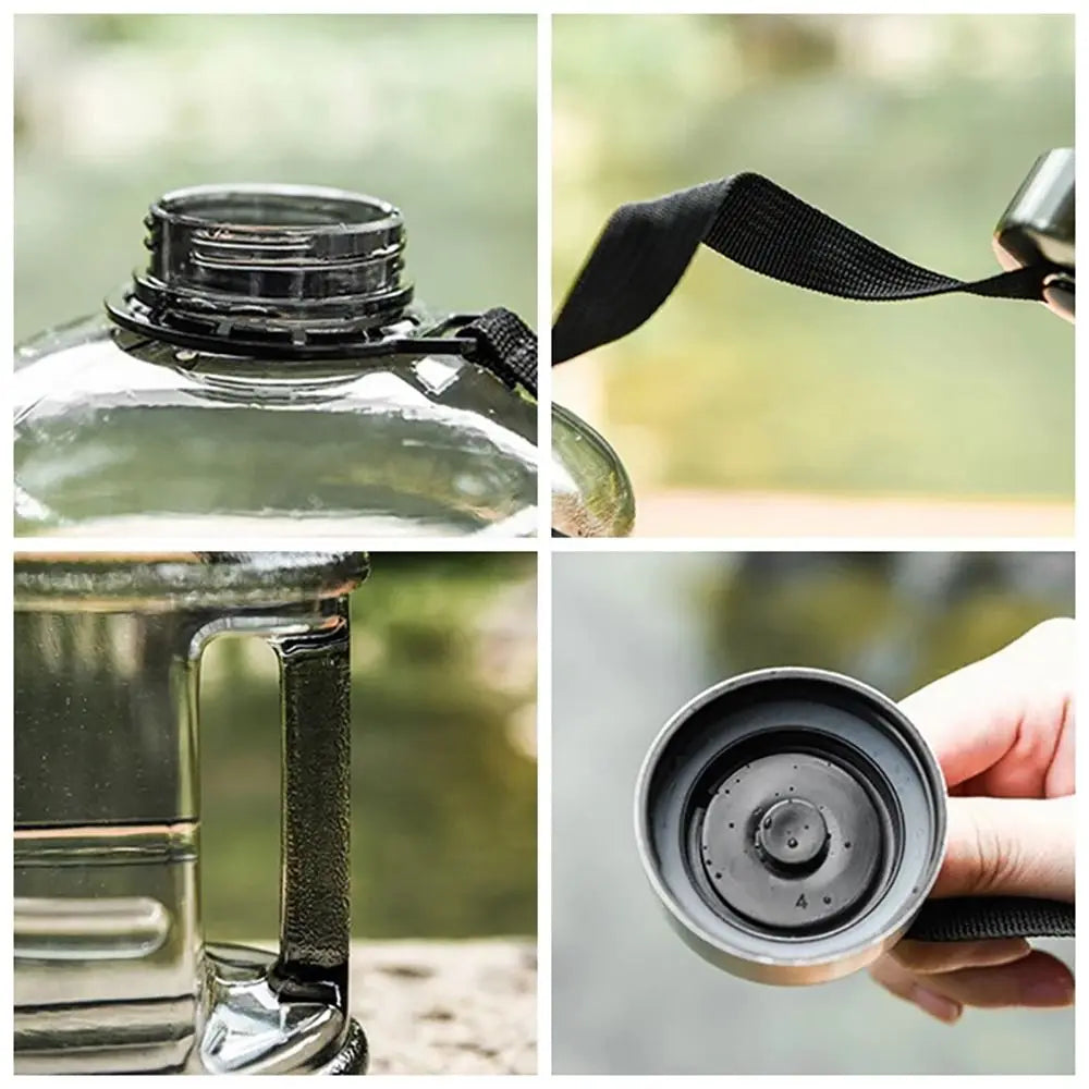 Botella de agua de gran capacidad PETG de 2L, botella de bebida para entrenamiento deportivo, botella agitadora con asa, botella de galón para gimnasio al aire libre