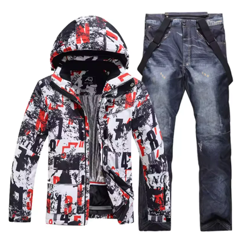 Traje de esquí colorido y cálido para hombre, ropa de snowboard, chaquetas de invierno, pantalones para hombre, ropa impermeable, disfraces de nieve,-30