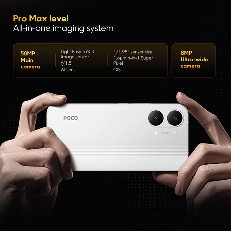 Versión global del smartphone POCO X8 Pro Max, procesador Dimensity 9500s, batería mAh, cámara principal de 50 MP, HyperCharge W, compatible con NFC
