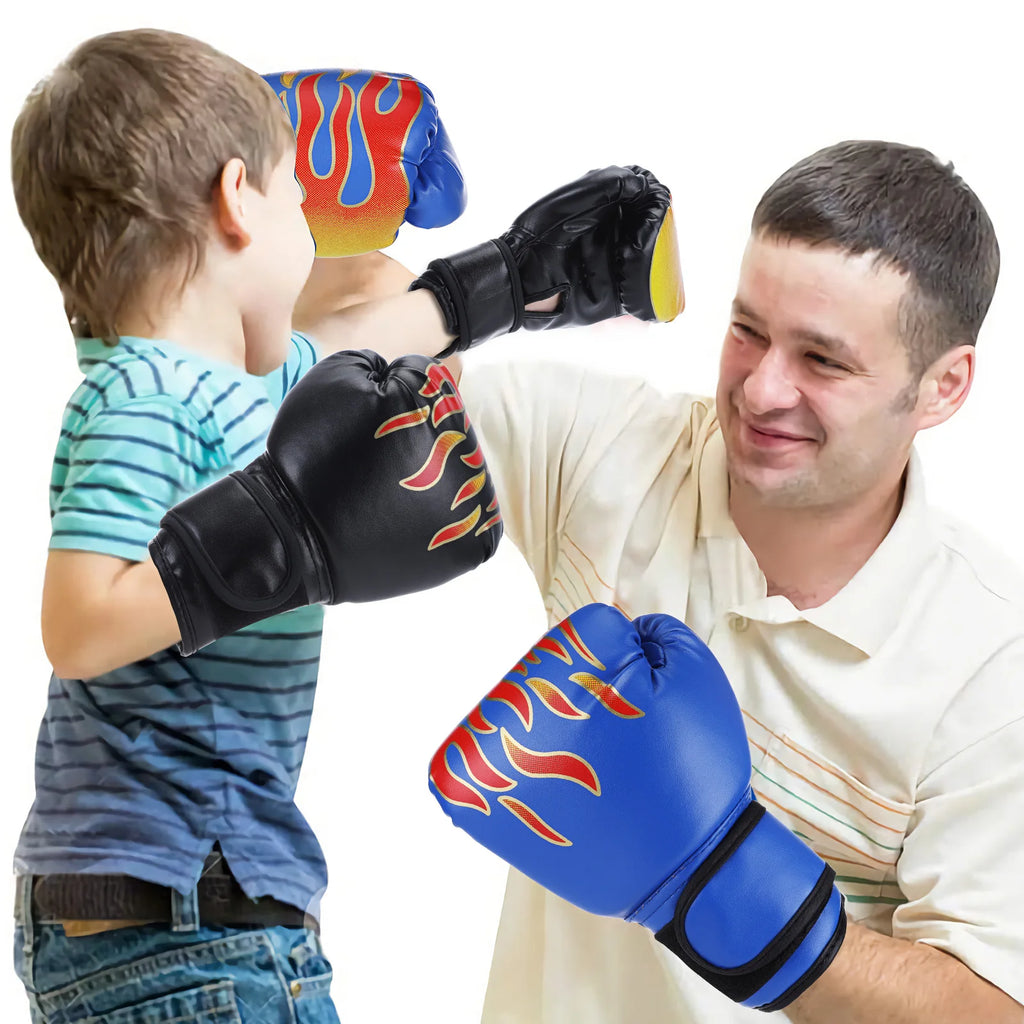 1 Par de Guantes de Boxeo de Cuero para Niños, Guantes de Entrenamiento de Boxeo, Guantes de Gimnasio para Niños, Protector de Manos