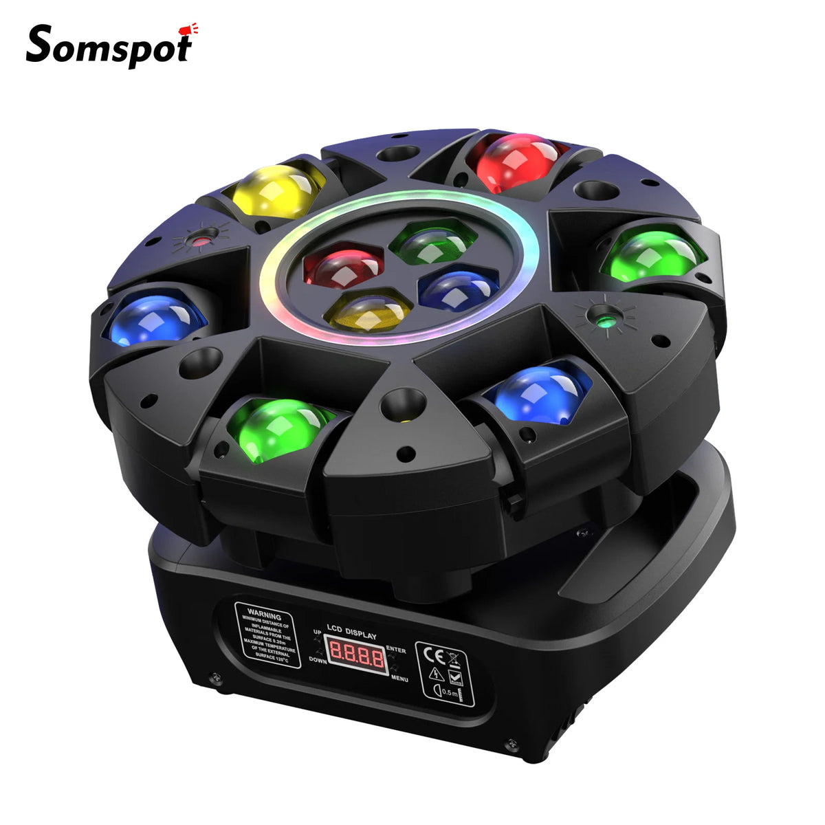 Luz de cabeza móvil Somspot de 150 W con efecto haz Bee Eye, luces láser RGBW 4 en 1, luces estroboscópicas de doble color, luces para DJ, discoteca y fiesta
