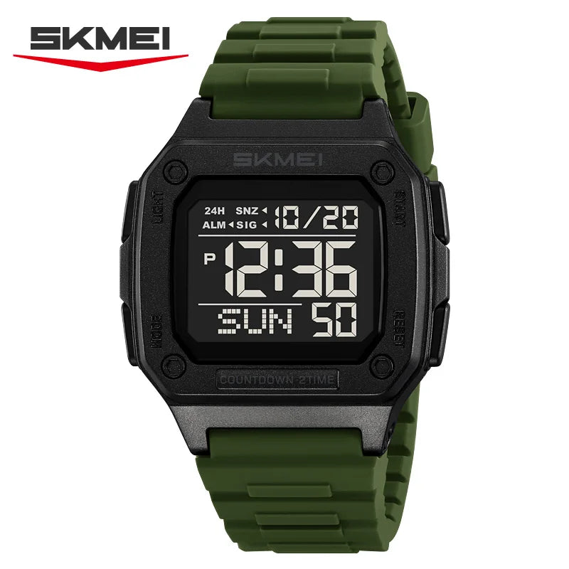SKMEI 2456 New Outdoor Sport Digital Watch for Men Waterproof Mens LED Digital Electronic Wristwatch Display Clock Reloj Hombre