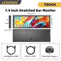 LESOWN Monitor táctil de 6,9/7,9 pulgadas, pantalla táctil HDMI larga de 1280 × 400 para Raspberry Pi, monitorización de temperatura del hardware del PC