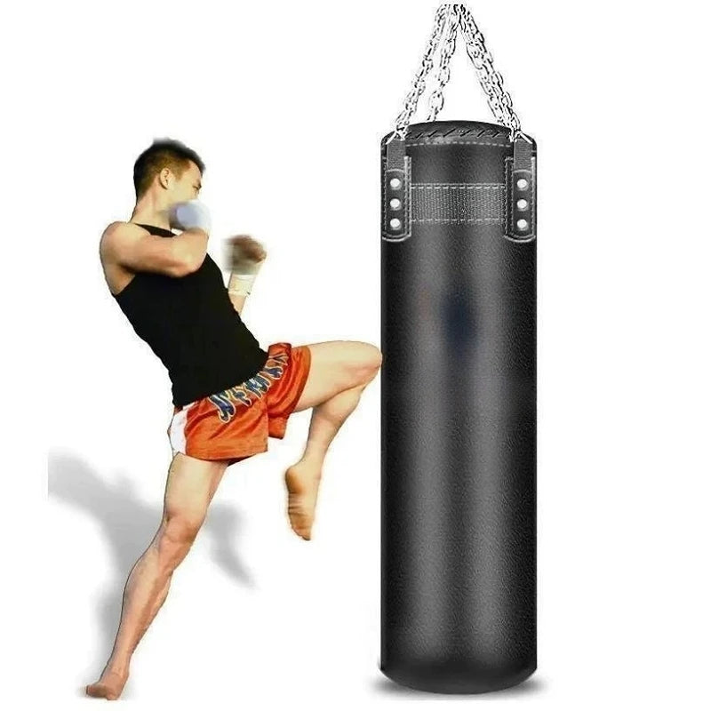 Saco de boxeo de cuero duradero para hombres, saco de arena de KickBoxing pesado para gimnasio, MMA Thai, entrenamiento de Taekwonda, Sanda Fitness, 180cm